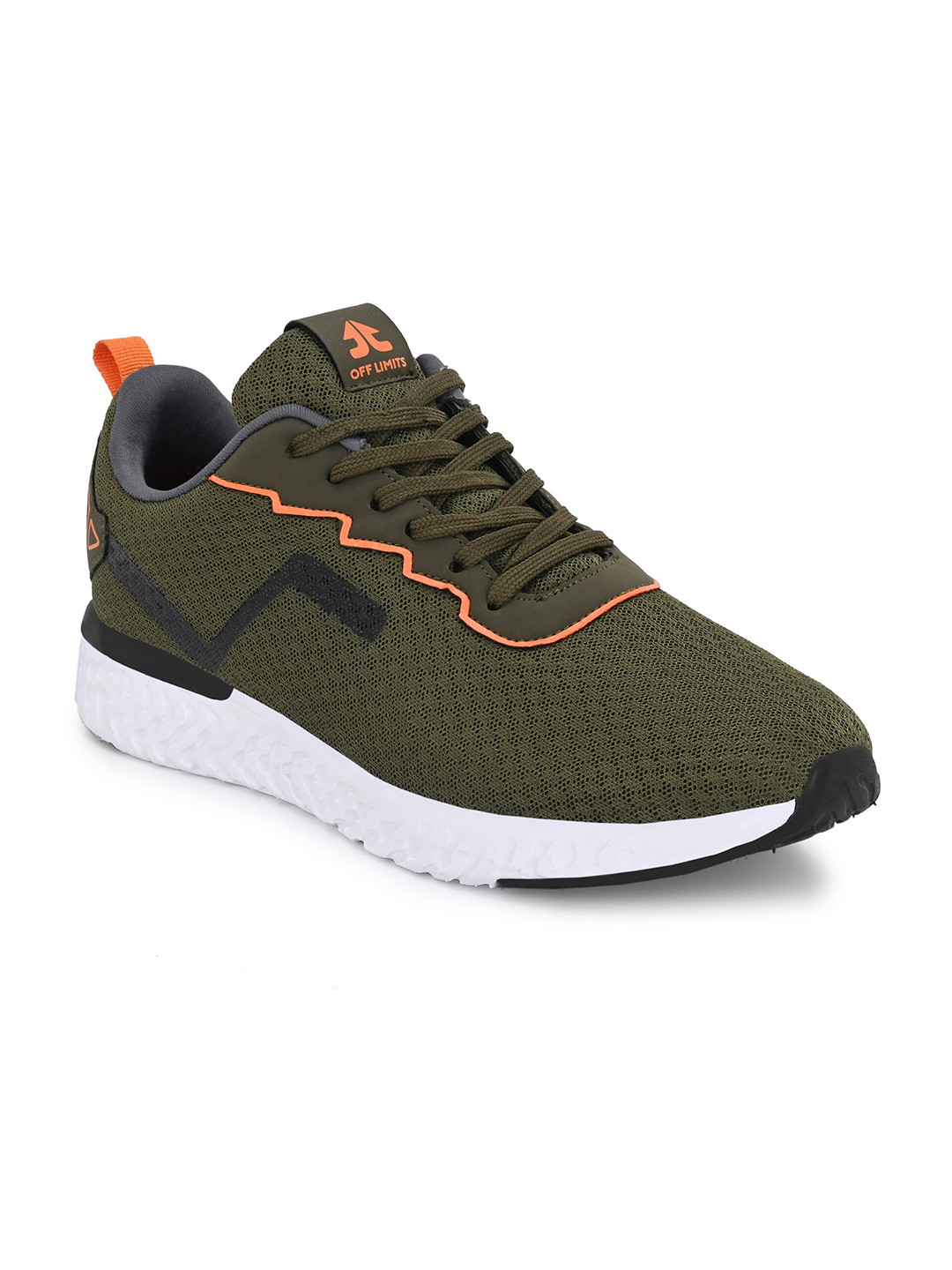 

OFF LIMITS Men Olive Green Mesh Running Non-Marking Shoes