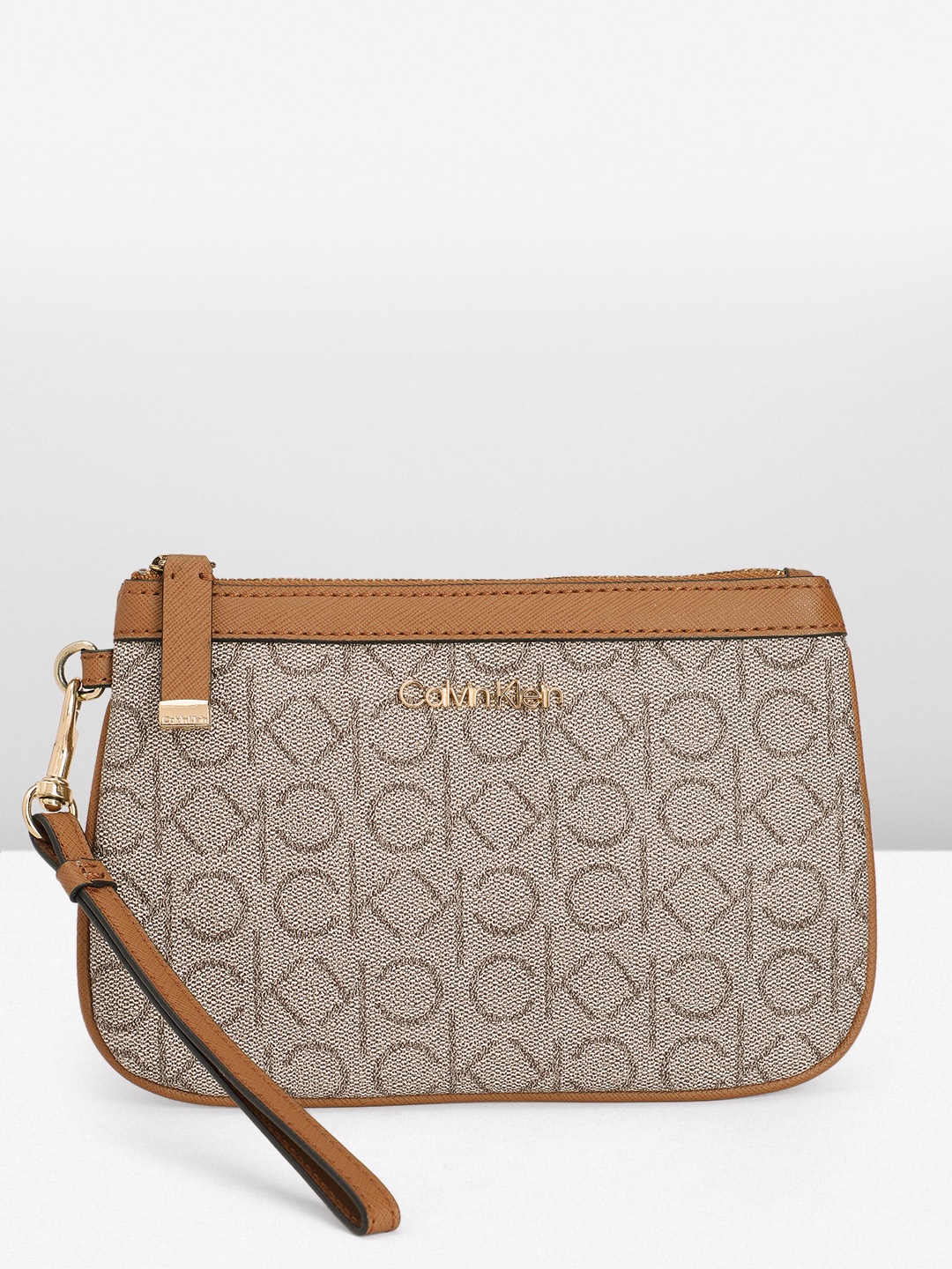 

Calvin Klein Brand Logo Textured Purse, Brown