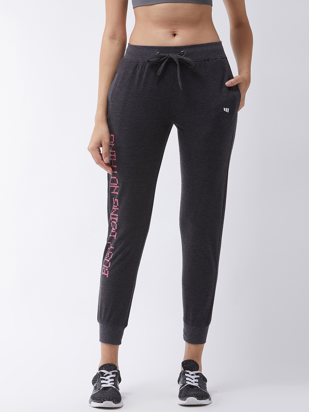 

Modeve Women Charcoal Grey Printed Cotton Joggers