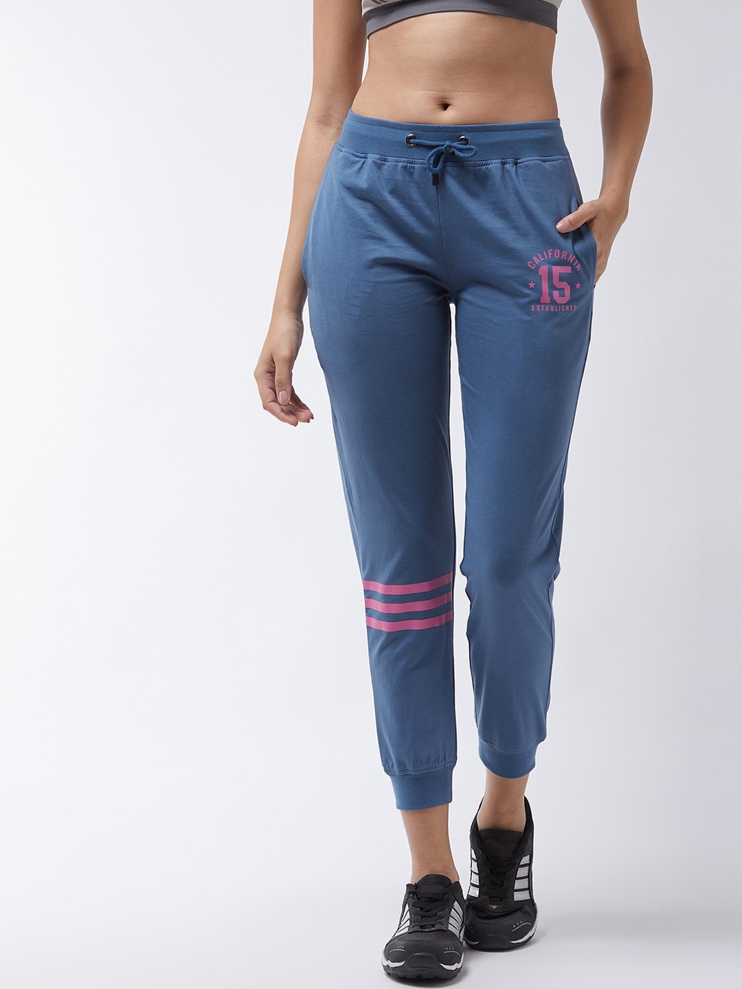 

Modeve Women Blue Solid Pure Cotton Joggers