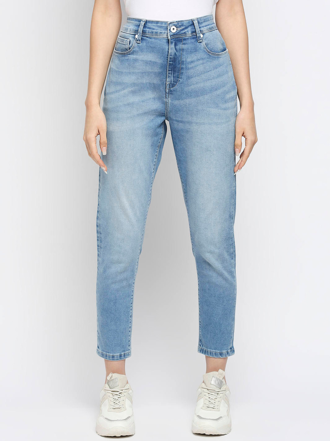 

Pepe Jeans Women Blue Jean Skinny Fit High-Rise Heavy Fade Stretchable Jeans