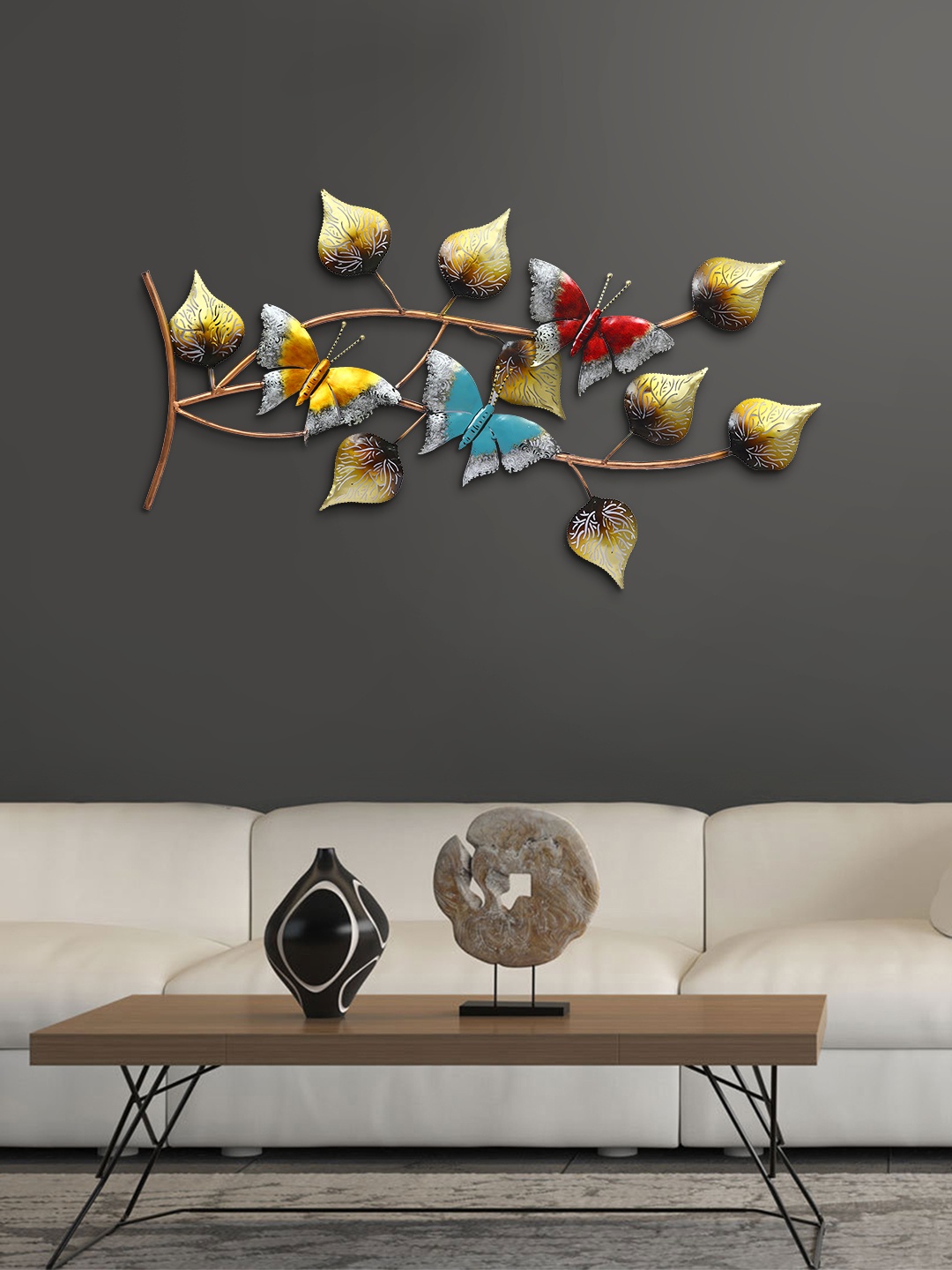 

Aapno Rajasthan Gold-Toned Leaf & Butterfly Wall Decor