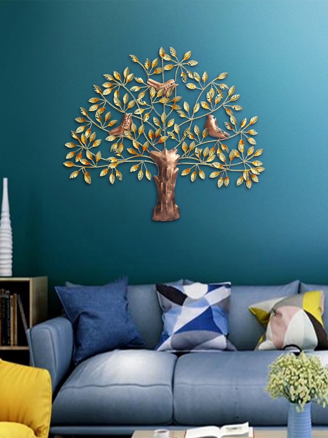 

Aapno Rajasthan Gold-Toned & Yellow Tree Of Wisdom Wall Decor