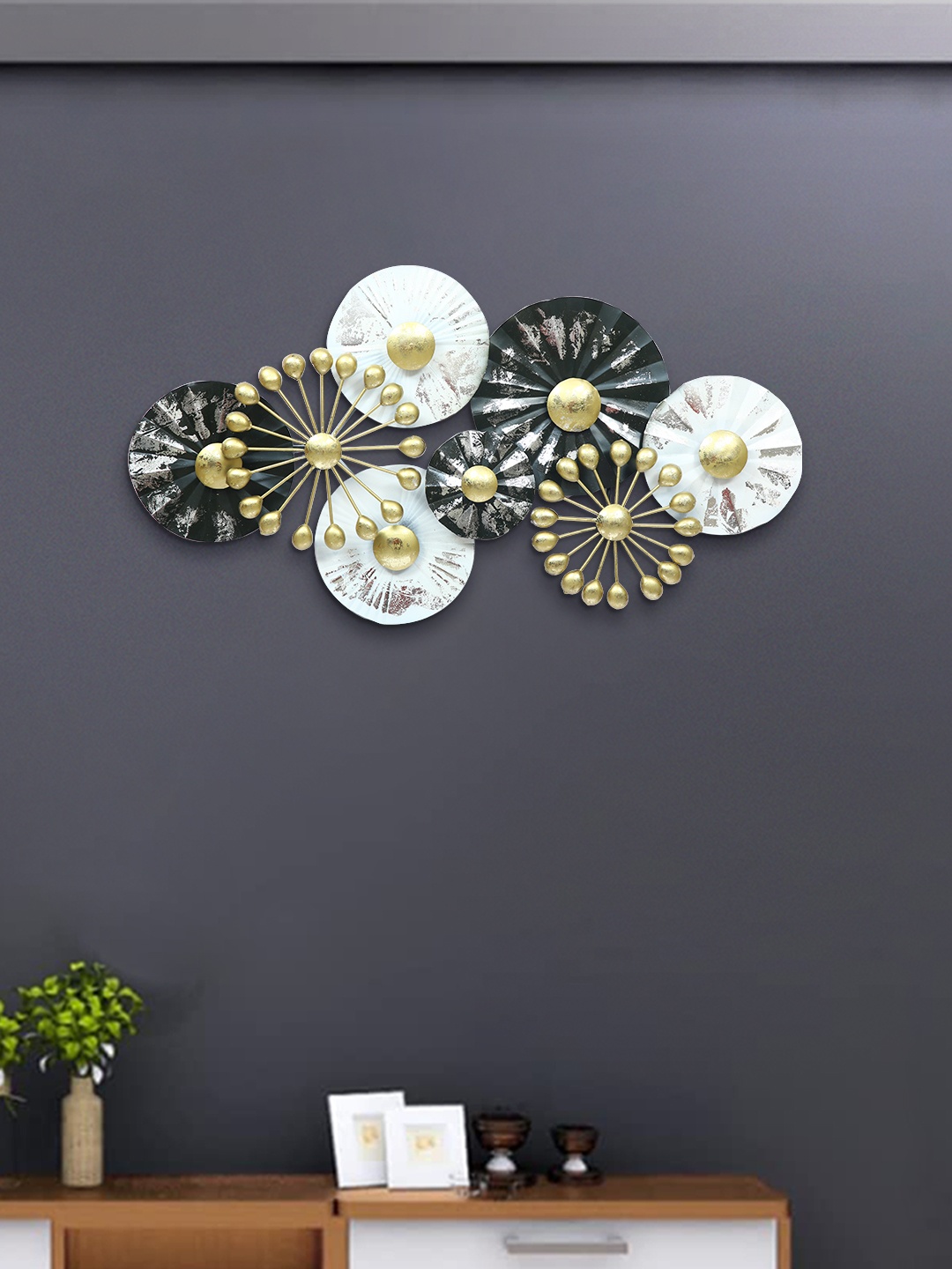 

Aapno Rajasthan Gold-Toned & Black Spoon Art Wall Decor