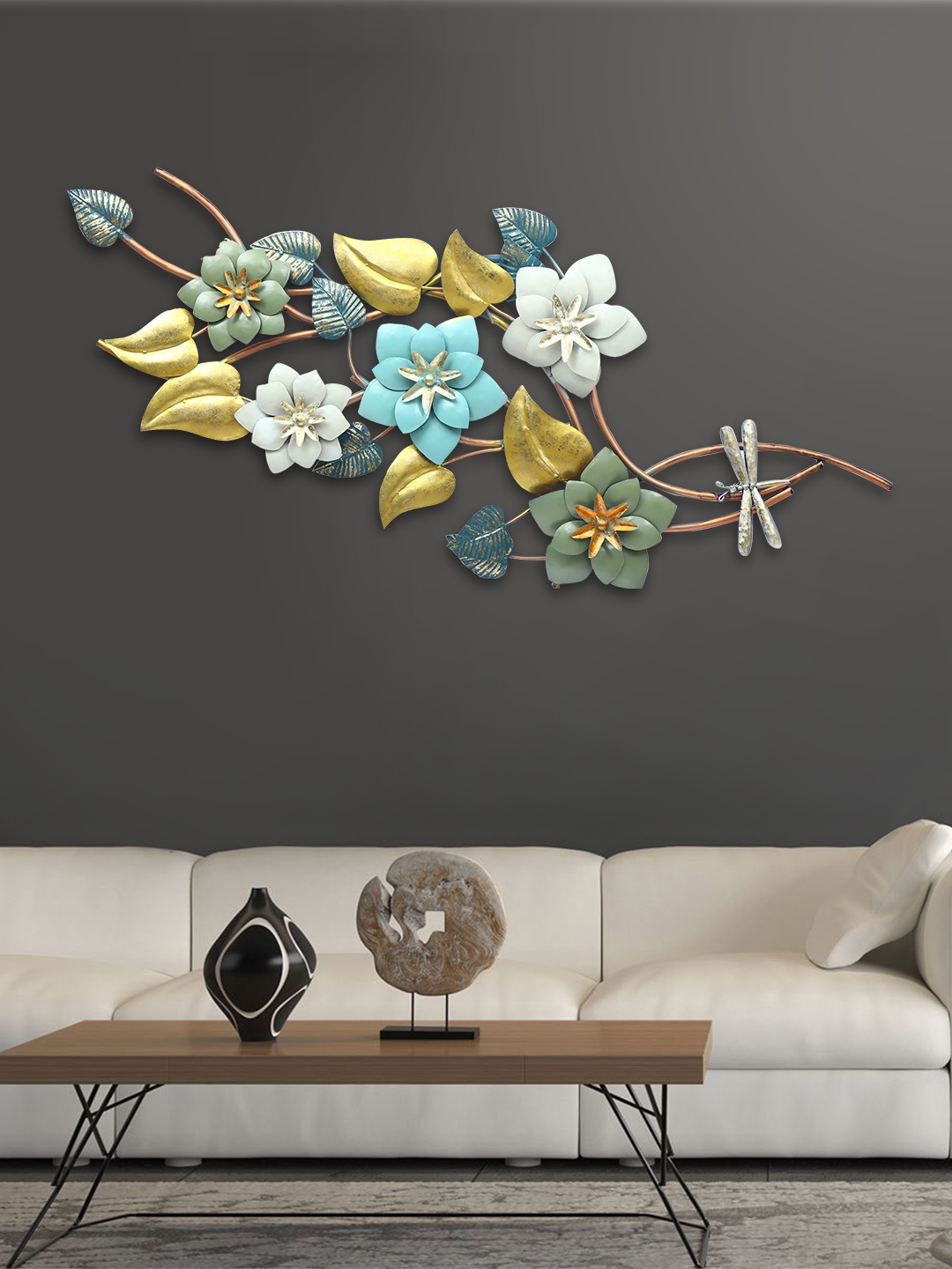 

Aapno Rajasthan Blue & White Floral Art Wall Decor