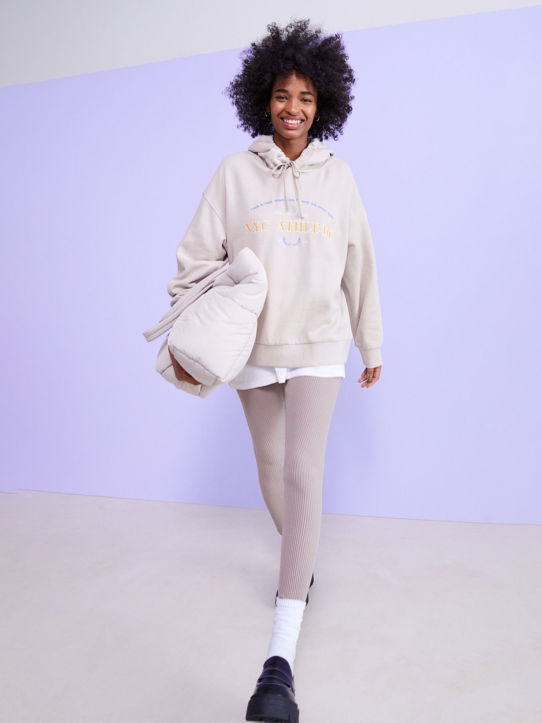 

H&M Women Grey Motif-Detail Hoodie