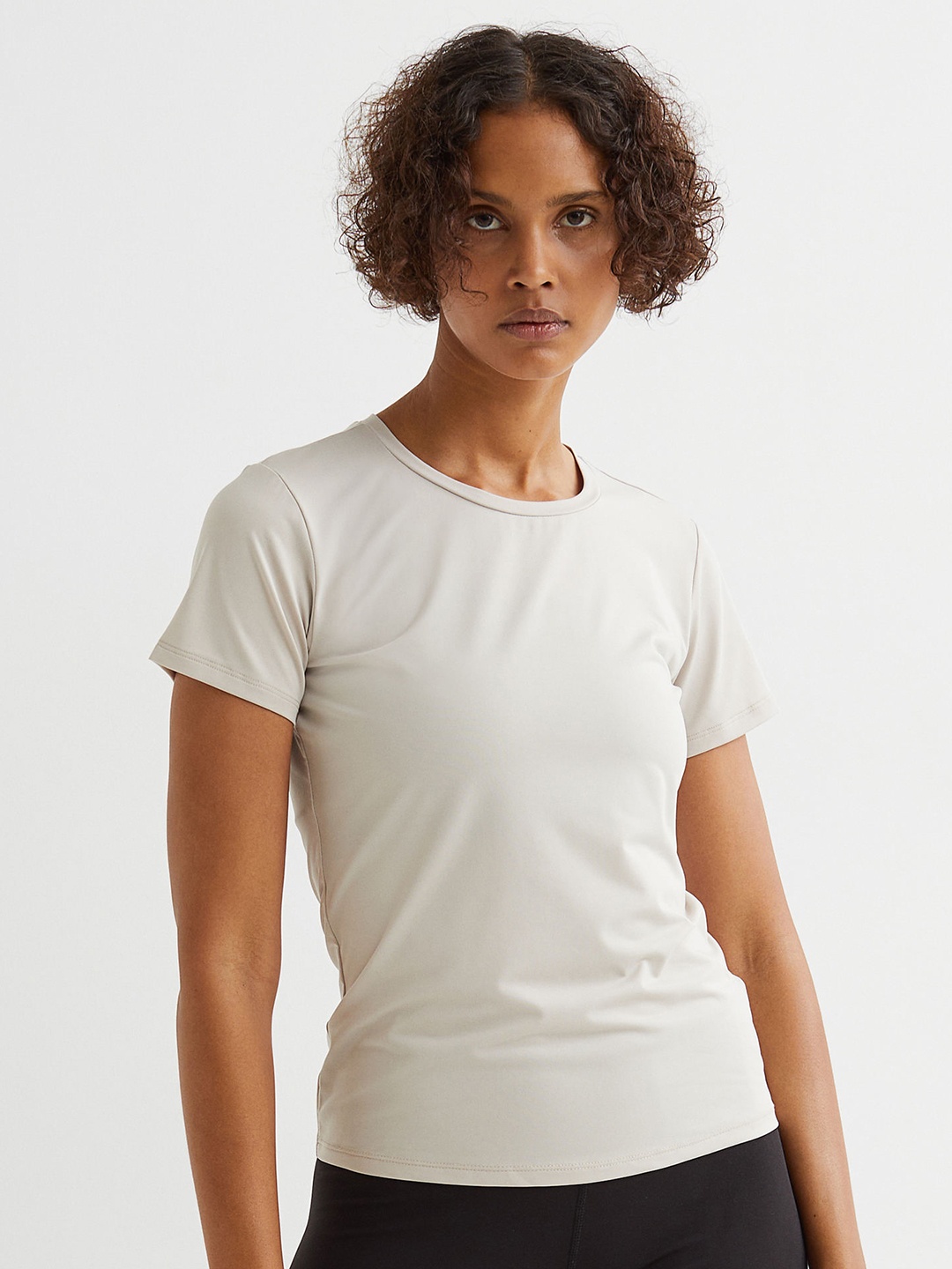 

H&M Women Beige Solid Sports Top