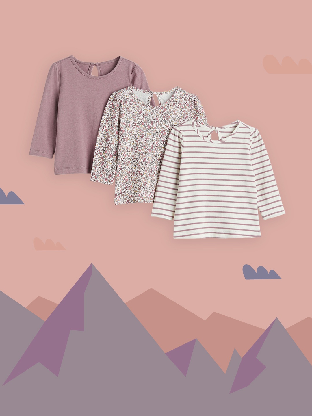 

H&M Girls Pink 3-Pack Frilled Tops