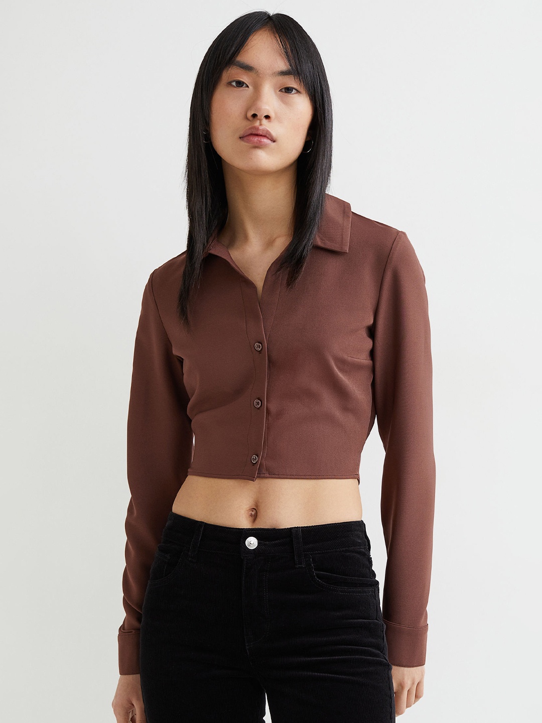 

H&M Women Brown Tie-Detail Blouse