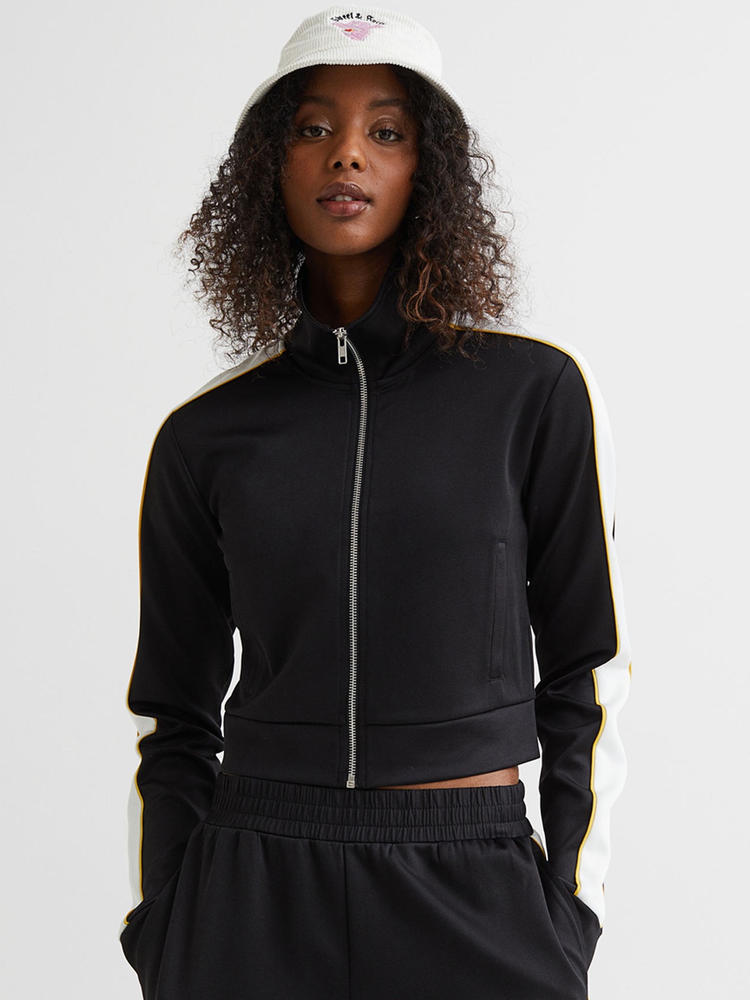 

H&M Women Cropped track jacket, Black
