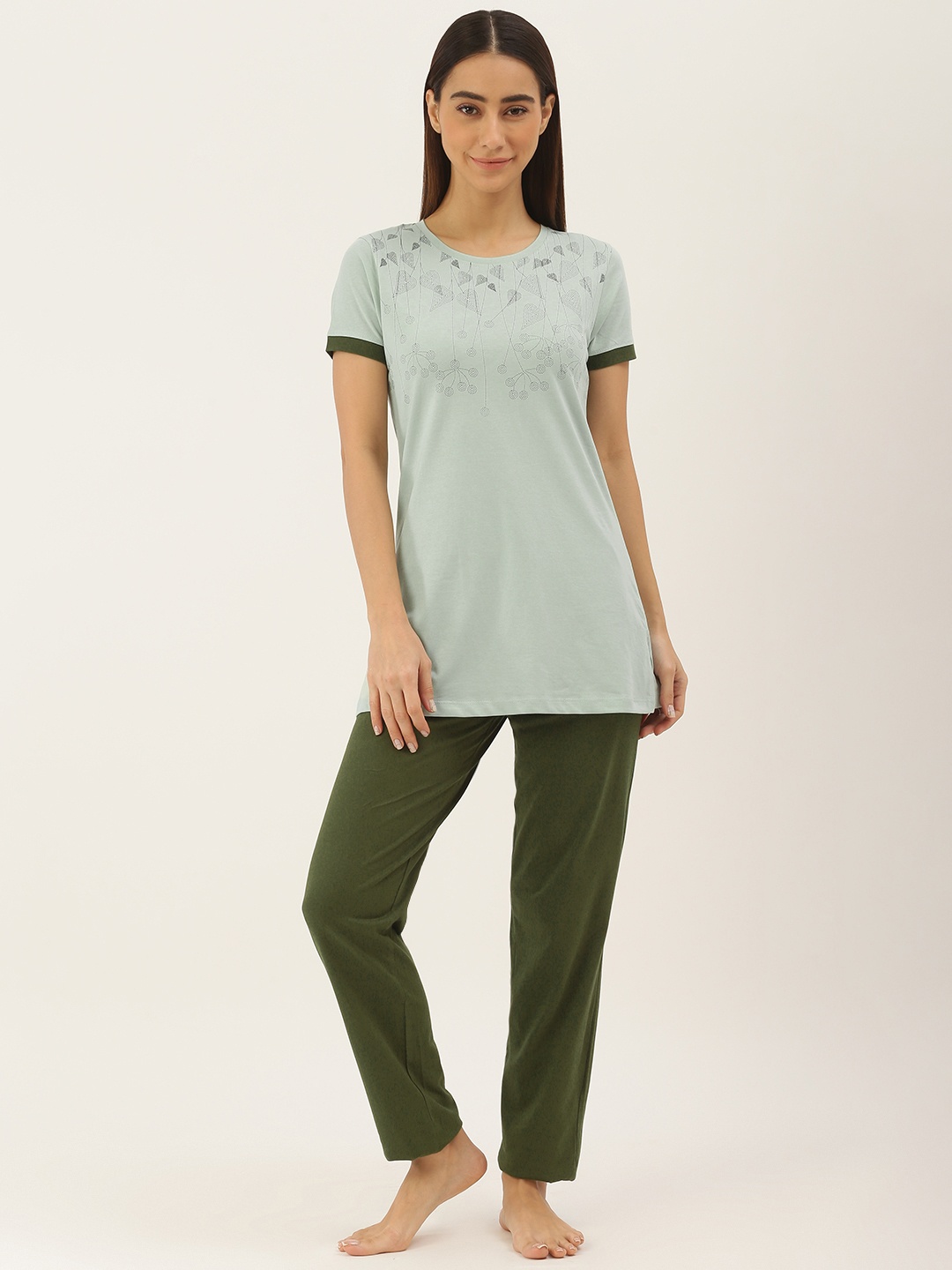 

Sweet Dreams Women Green Pure Cotton Printed Night suit
