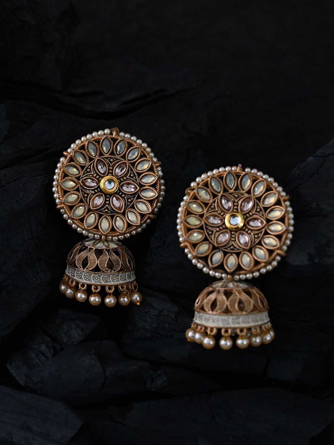 

justpeachy Gold-Toned Classic Jhumkas Earrings