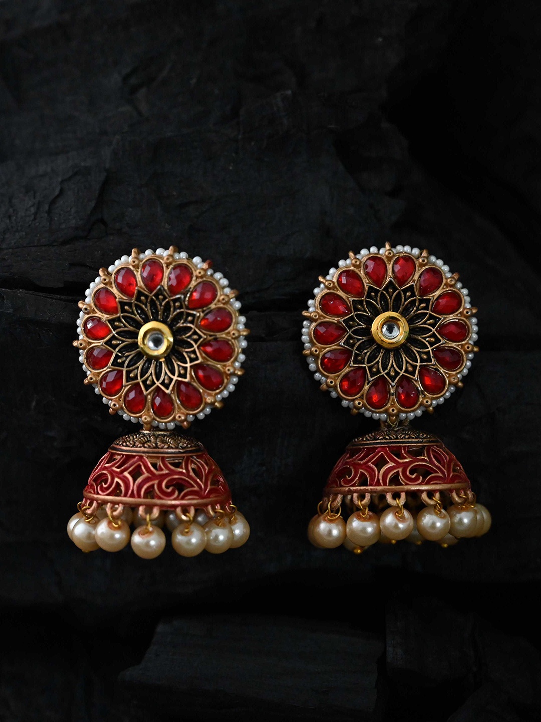 

justpeachy Red Classic Jhumkas Earrings