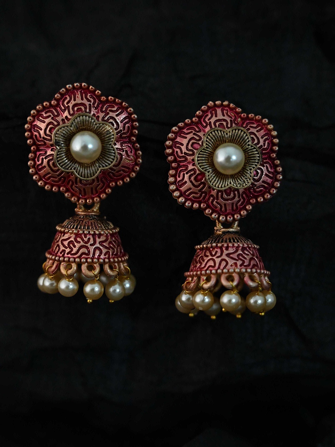 

justpeachy Pink Classic Jhumkas Earrings