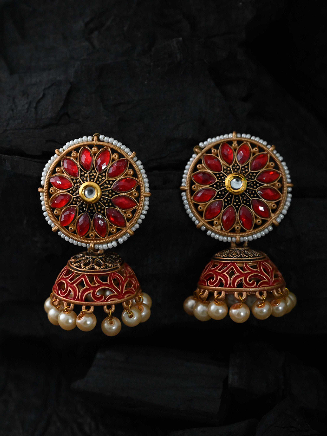 

justpeachy Red Classic Jhumkas Earrings
