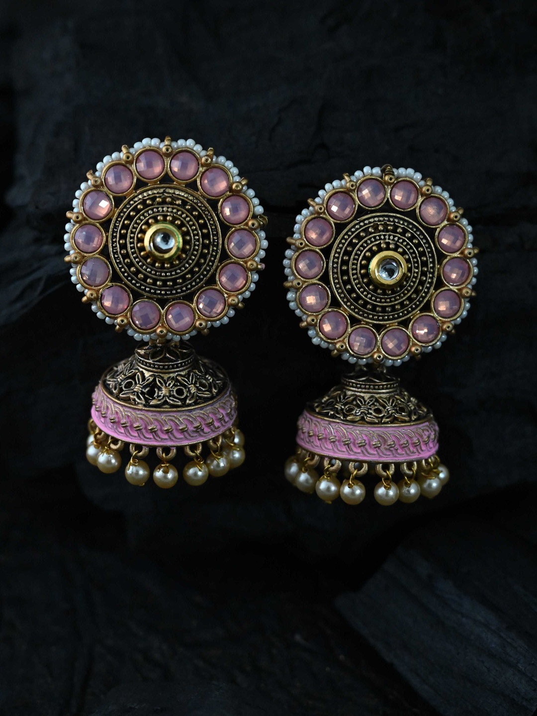 

justpeachy Pink Classic Jhumkas Earrings