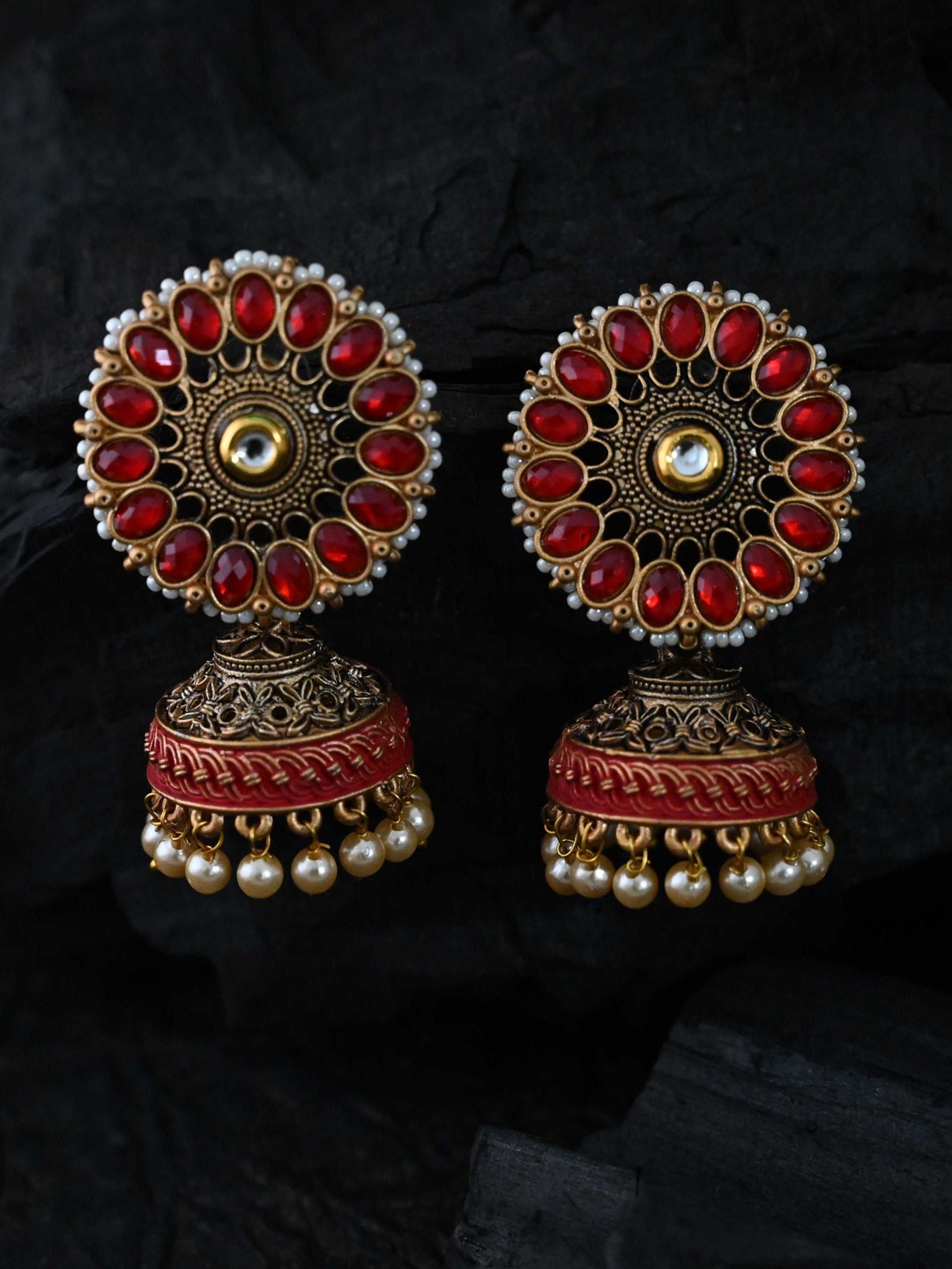 

justpeachy Red Classic Jhumkas Earrings