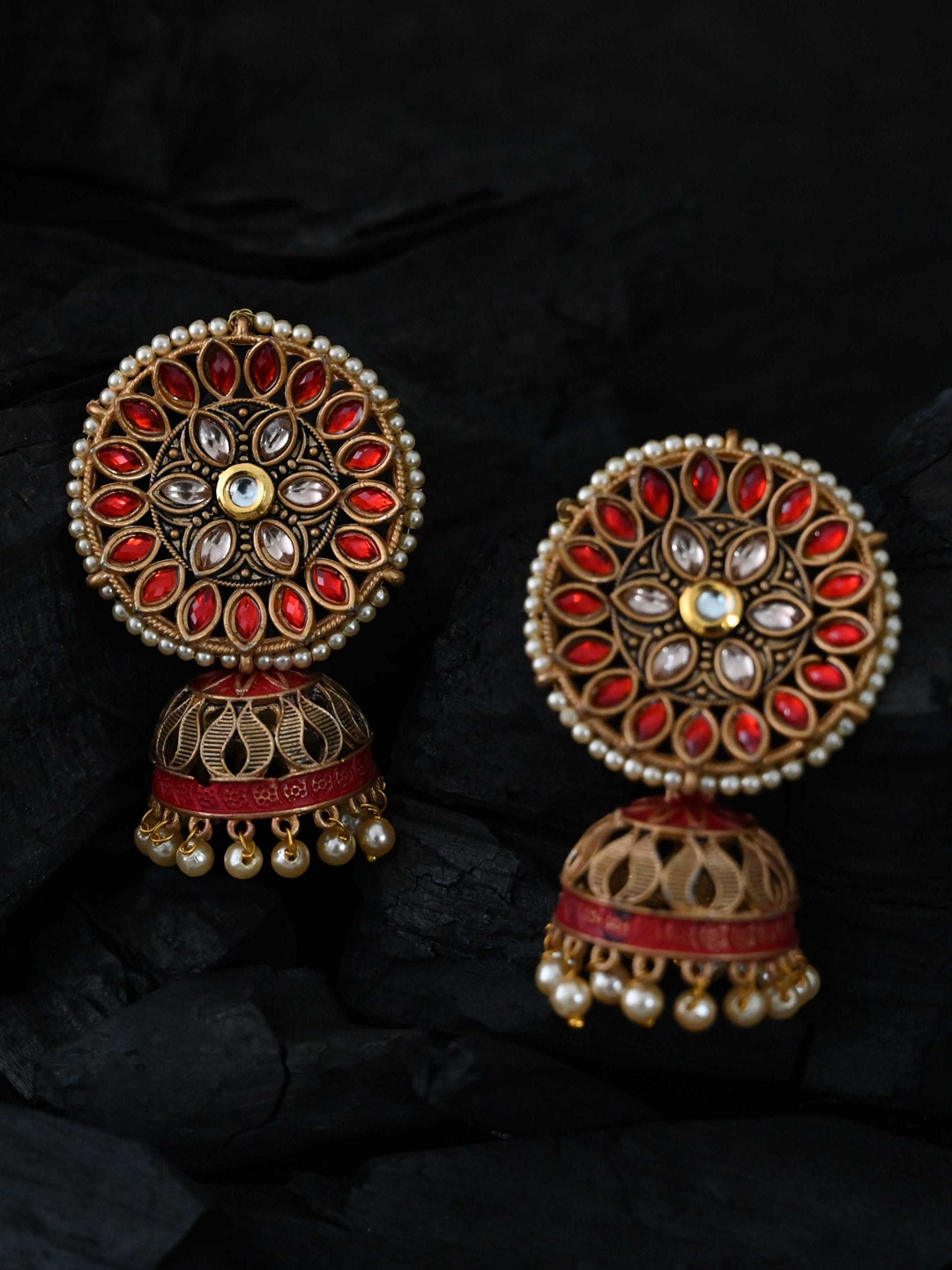 

justpeachy Red Classic Jhumkas Earrings