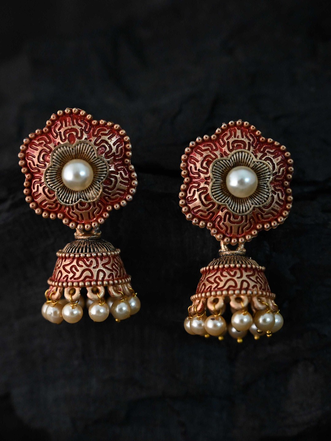 

justpeachy Red Classic Jhumkas Earrings