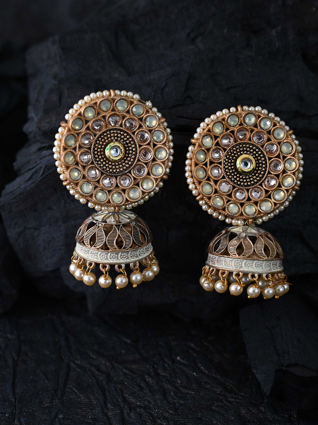 

justpeachy Gold-Toned Classic Jhumkas Earrings