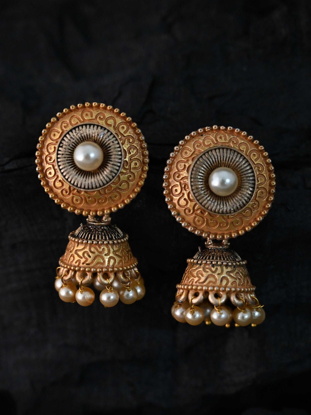 

justpeachy Gold-Toned Classic Jhumkas Earrings