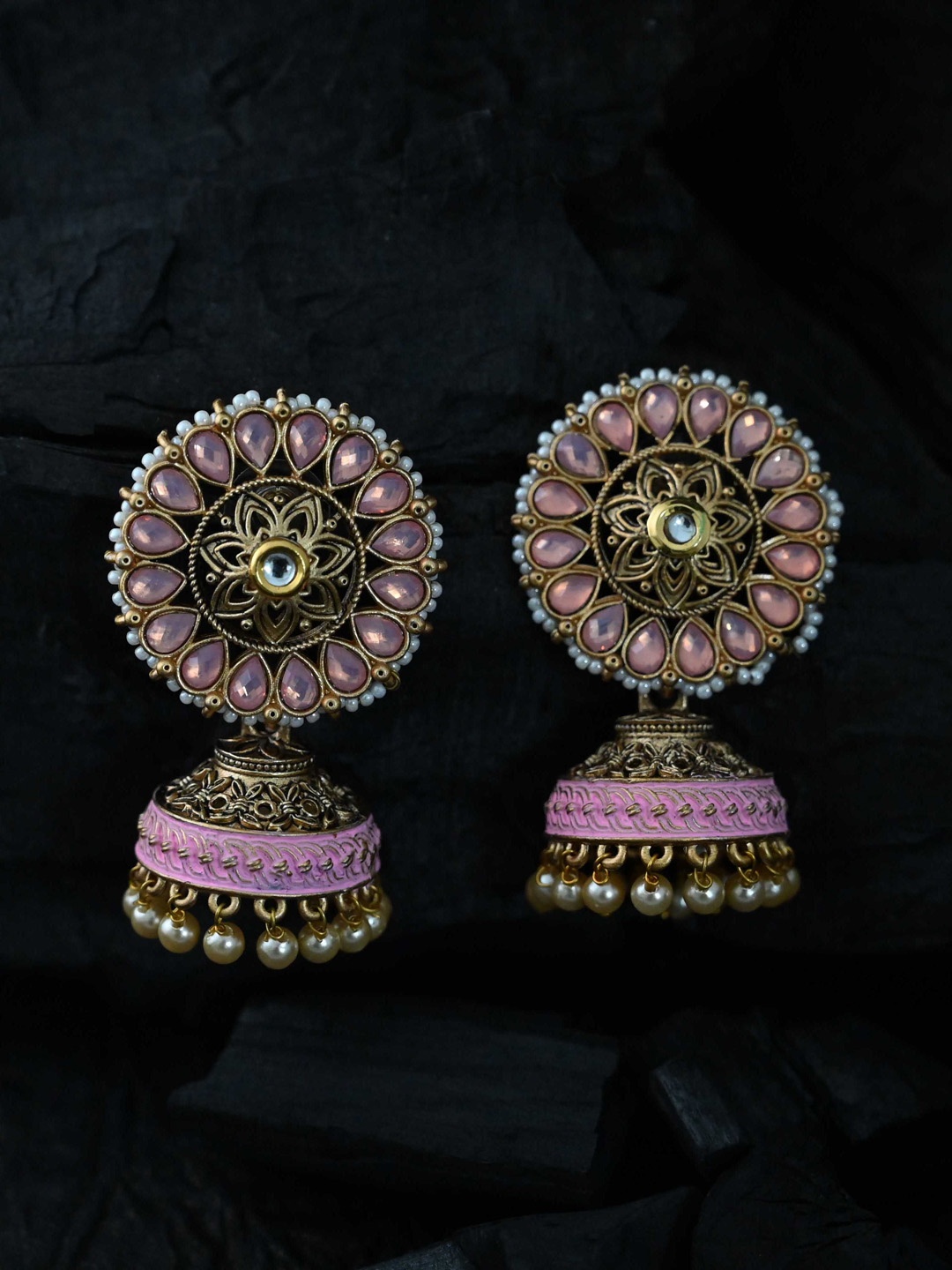 

justpeachy Pink Classic Jhumkas Earrings