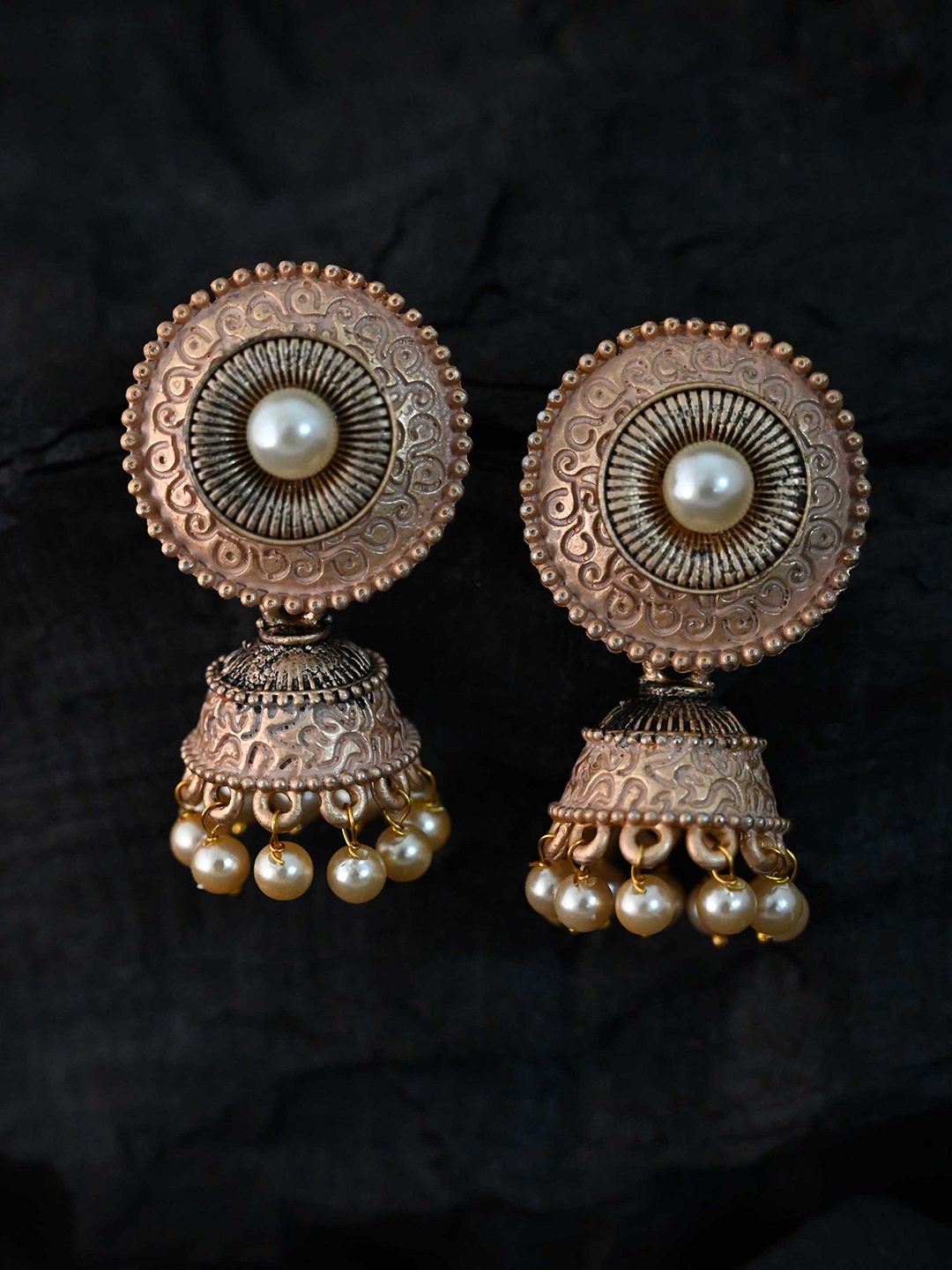 

justpeachy Peach-Coloured Classic Jhumkas Earrings