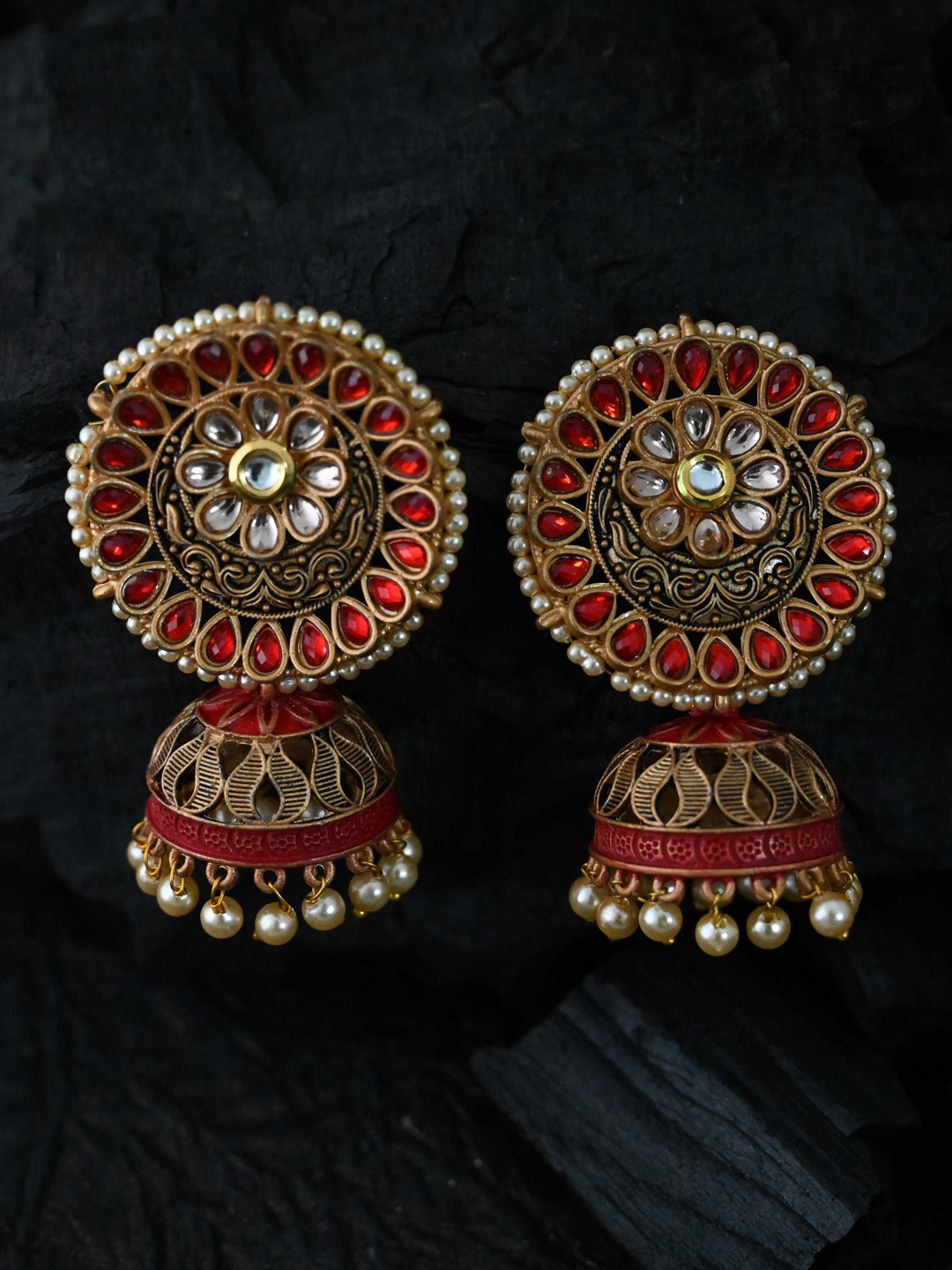 

justpeachy Red Classic Jhumkas Earrings