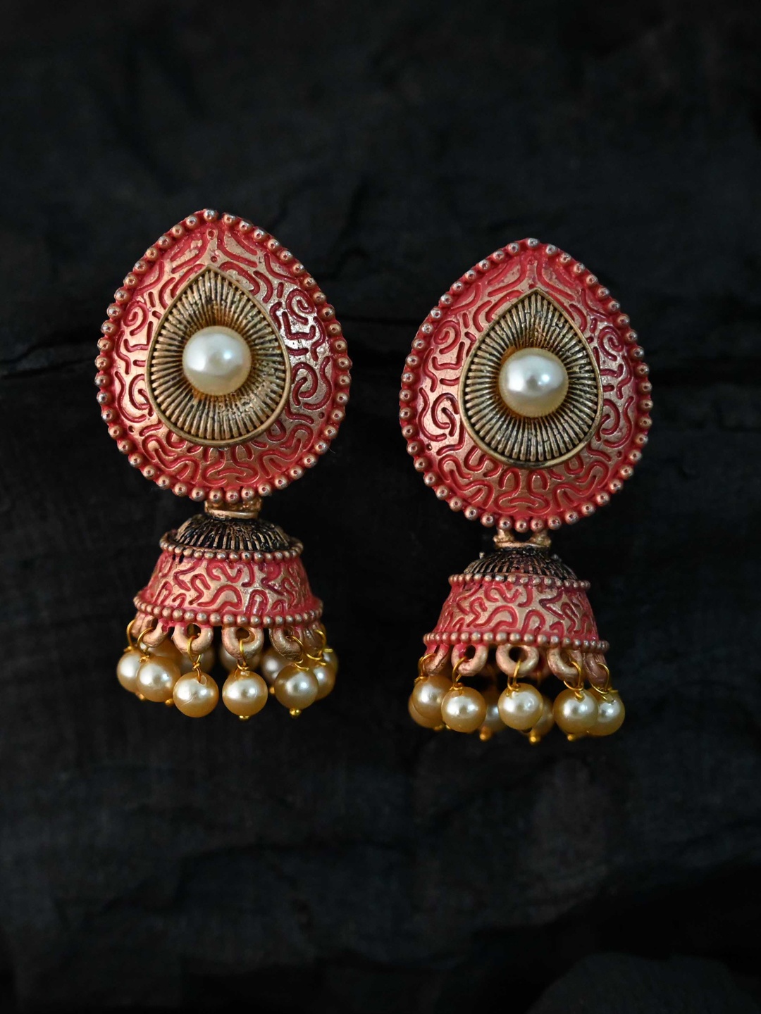 

justpeachy Pink Classic Jhumkas Earrings