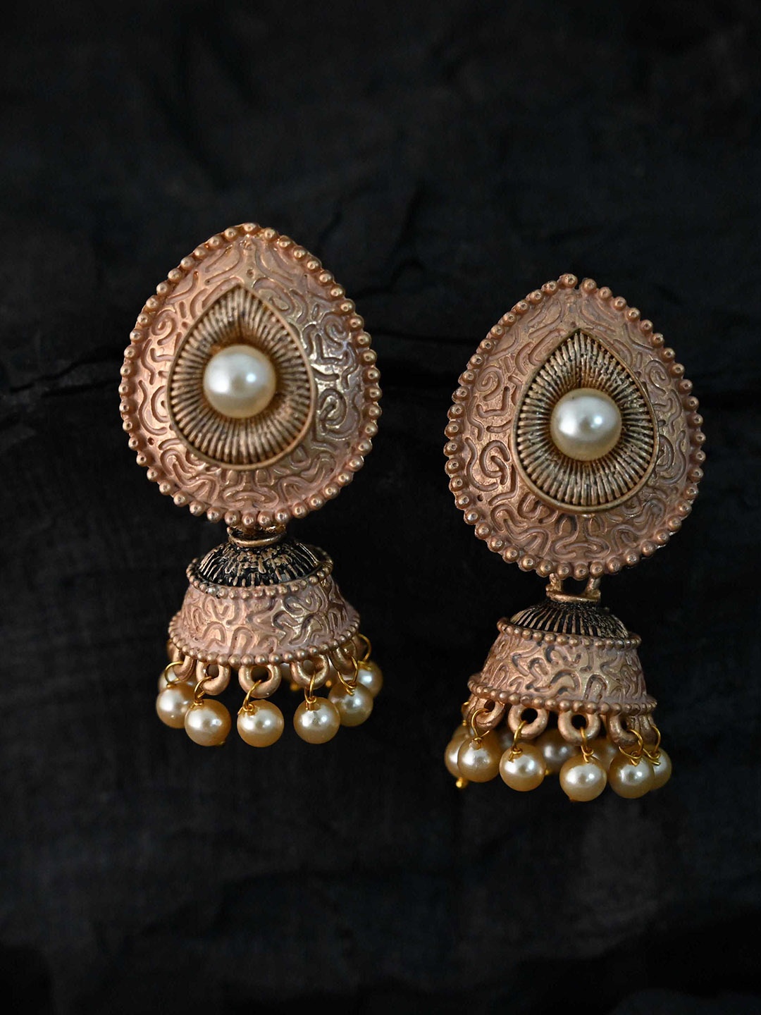 

justpeachy Peach-Coloured Classic Jhumkas Earrings