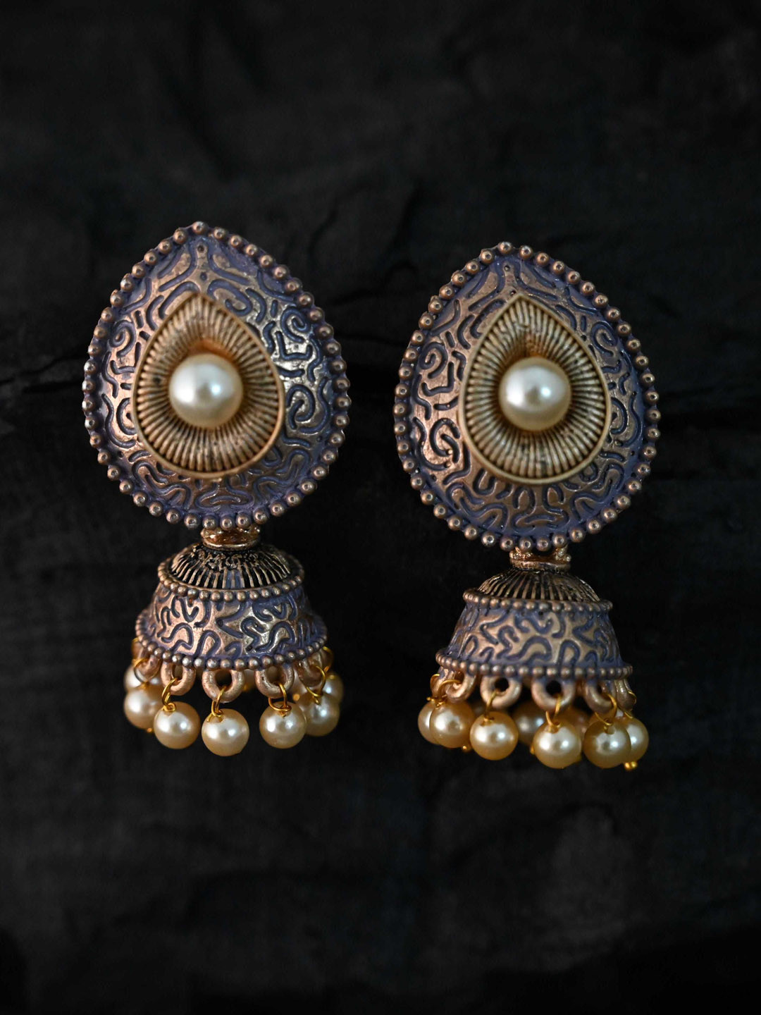 

justpeachy Grey Classic Jhumkas Earrings