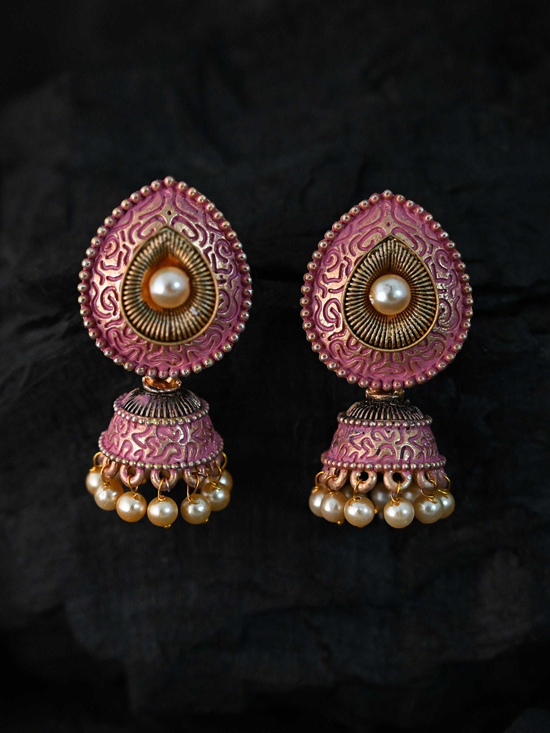 

justpeachy Pink Classic Jhumkas Earrings