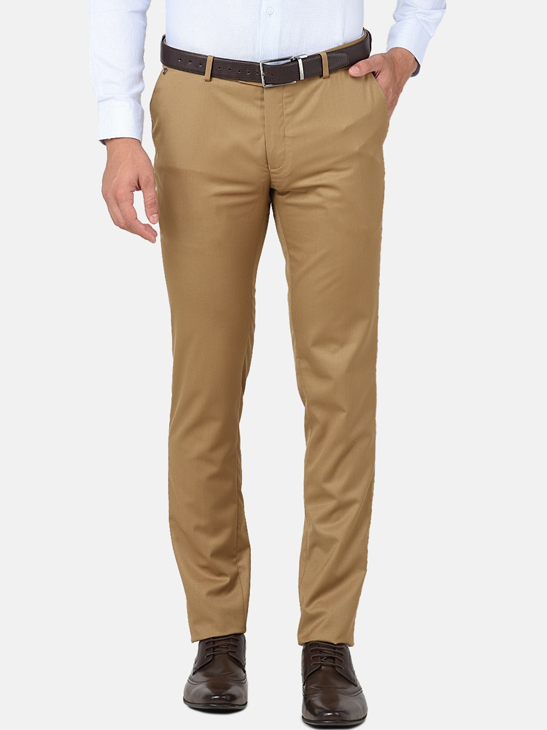 

J Hampstead Men Beige Smart Slim Fit Trousers