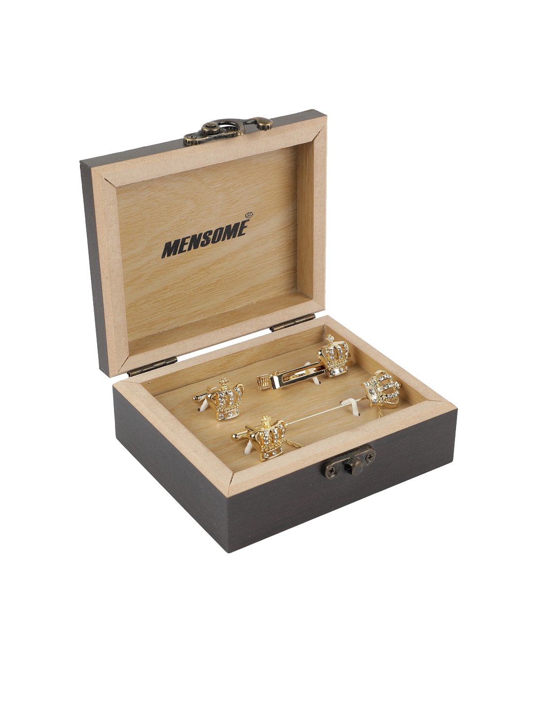 

MENSOME Men Gold-Toned & White Stone-Studded Accessory Gift Set