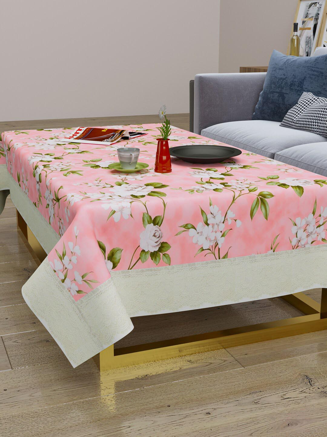 

Clasiko Pink & White Floral Printed Table Cover