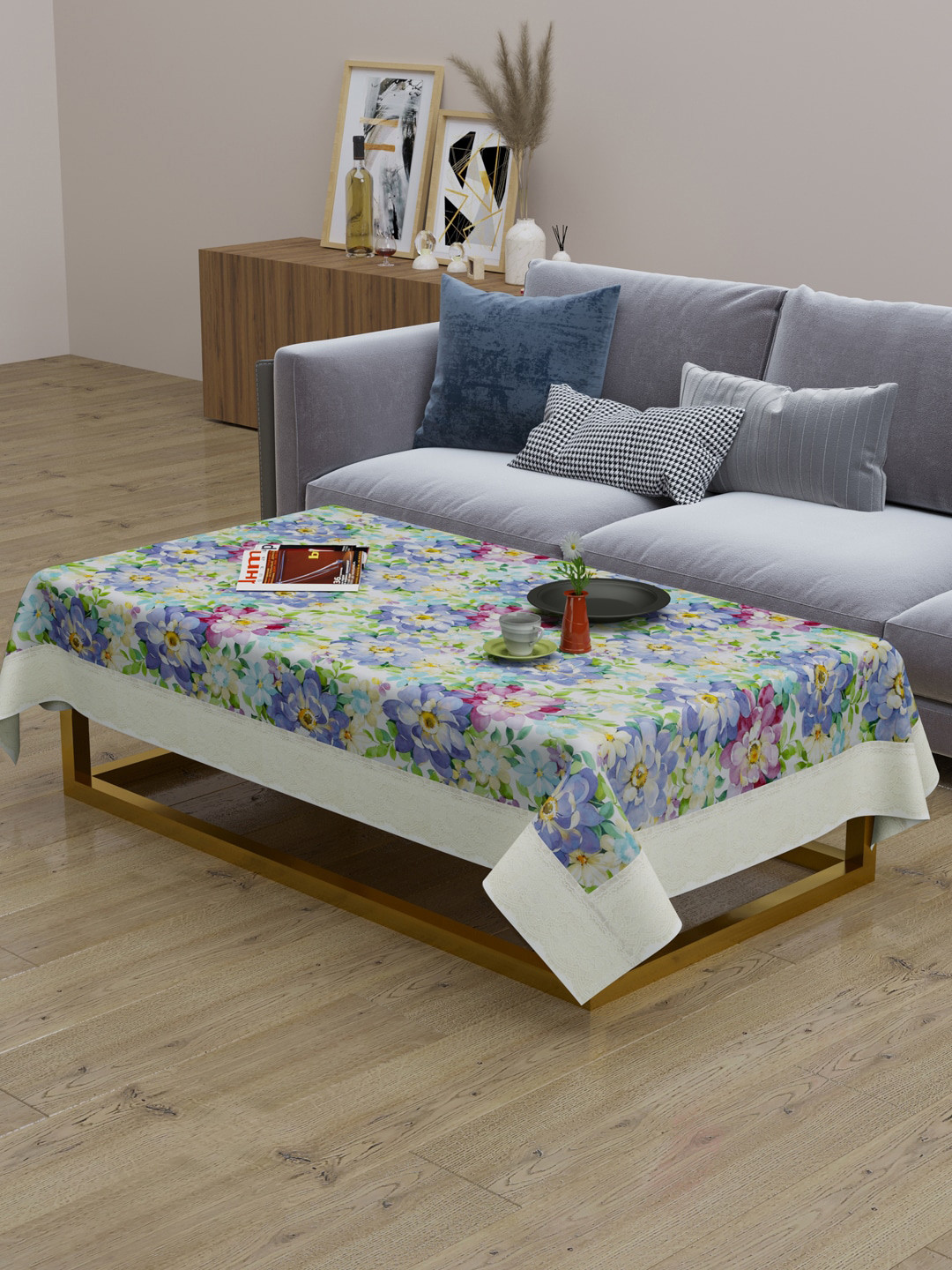 

Clasiko Purple & Pink Floral Printed Rectangle Table Cover