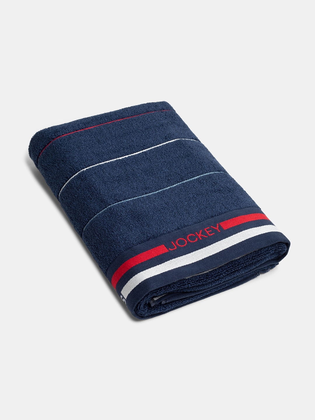 

Jockey Cotton Rich Terry Ultrasoft and Durable Striped Bath Towel-T122, Navy blue