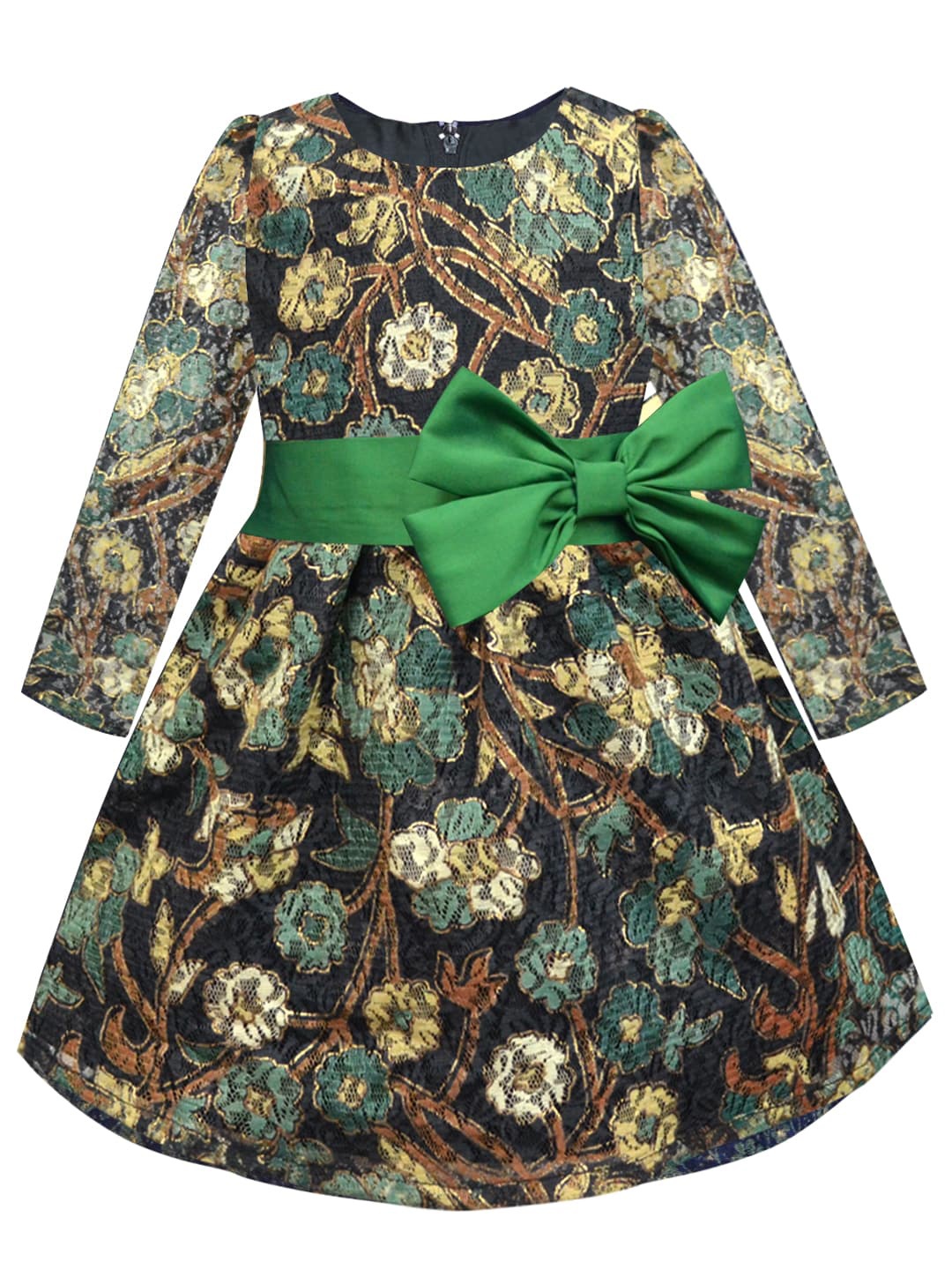 

A.T.U.N. Girls Black Ethnic Motifs Lace Dress