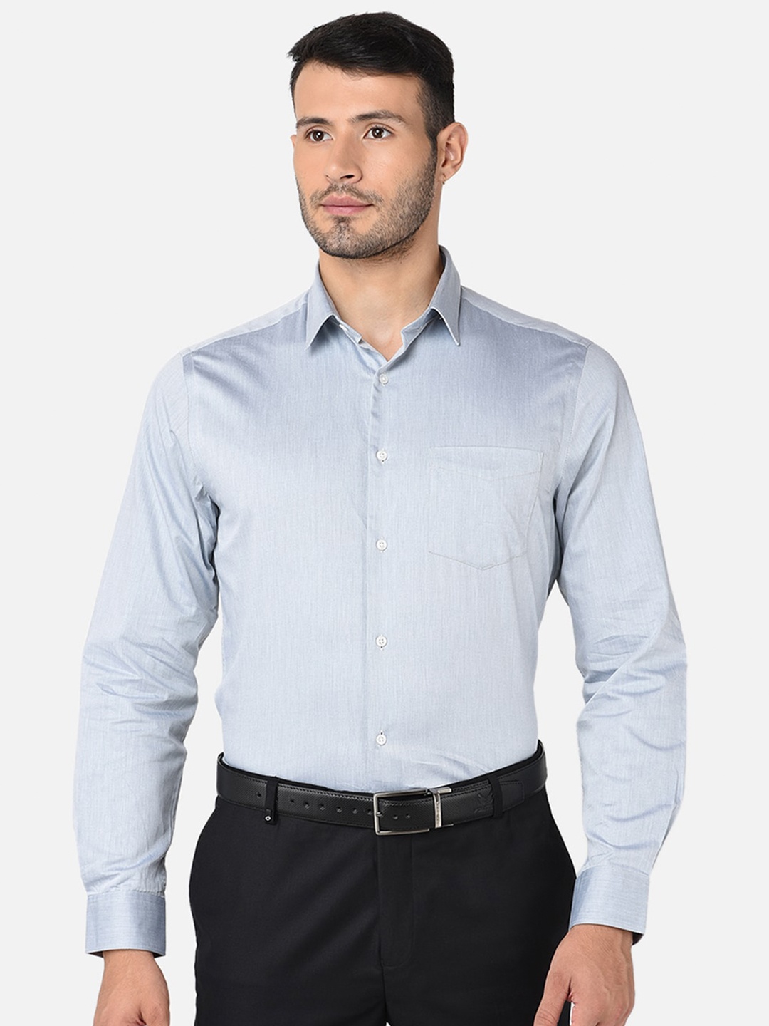 

J Hampstead Men Grey Solid Classic Formal Shirt