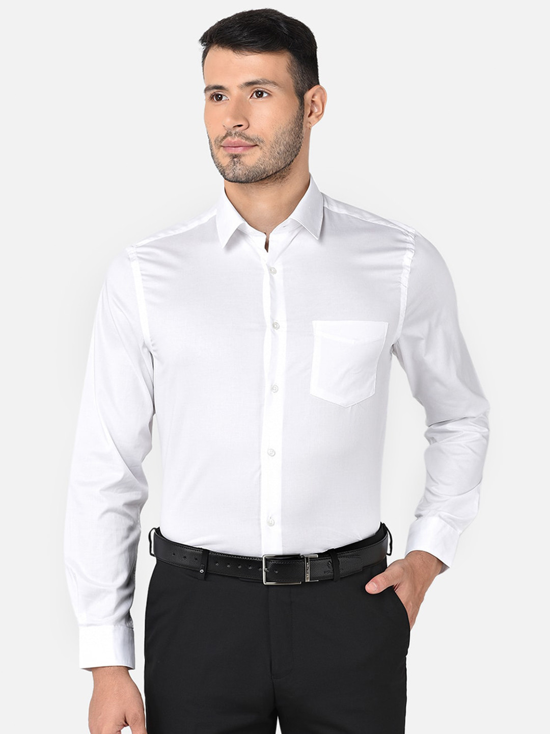 

J Hampstead Men White Classic Cotton Formal Shirt