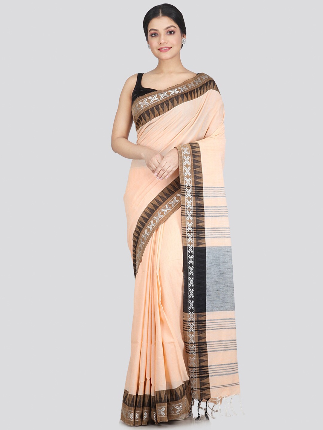 

PinkLoom Beige & Tan Woven Design Pure Cotton Saree