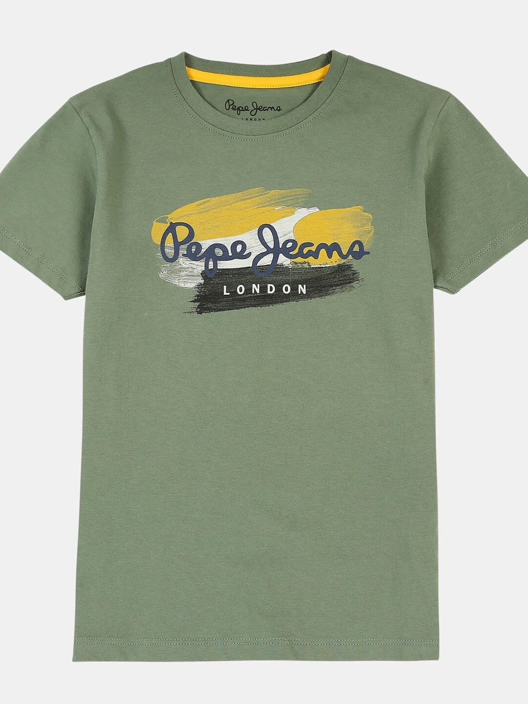 

Pepe Jeans Boys Olive Green Typography Printed T-shirt