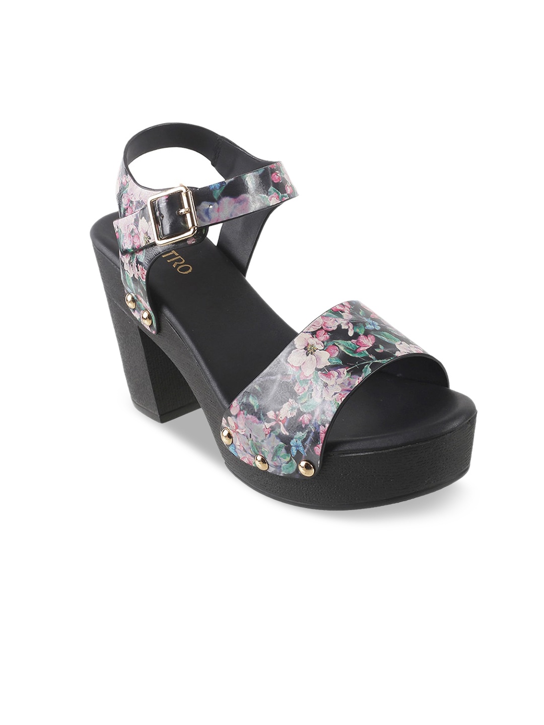 

Metro Black Printed Platform Sandals