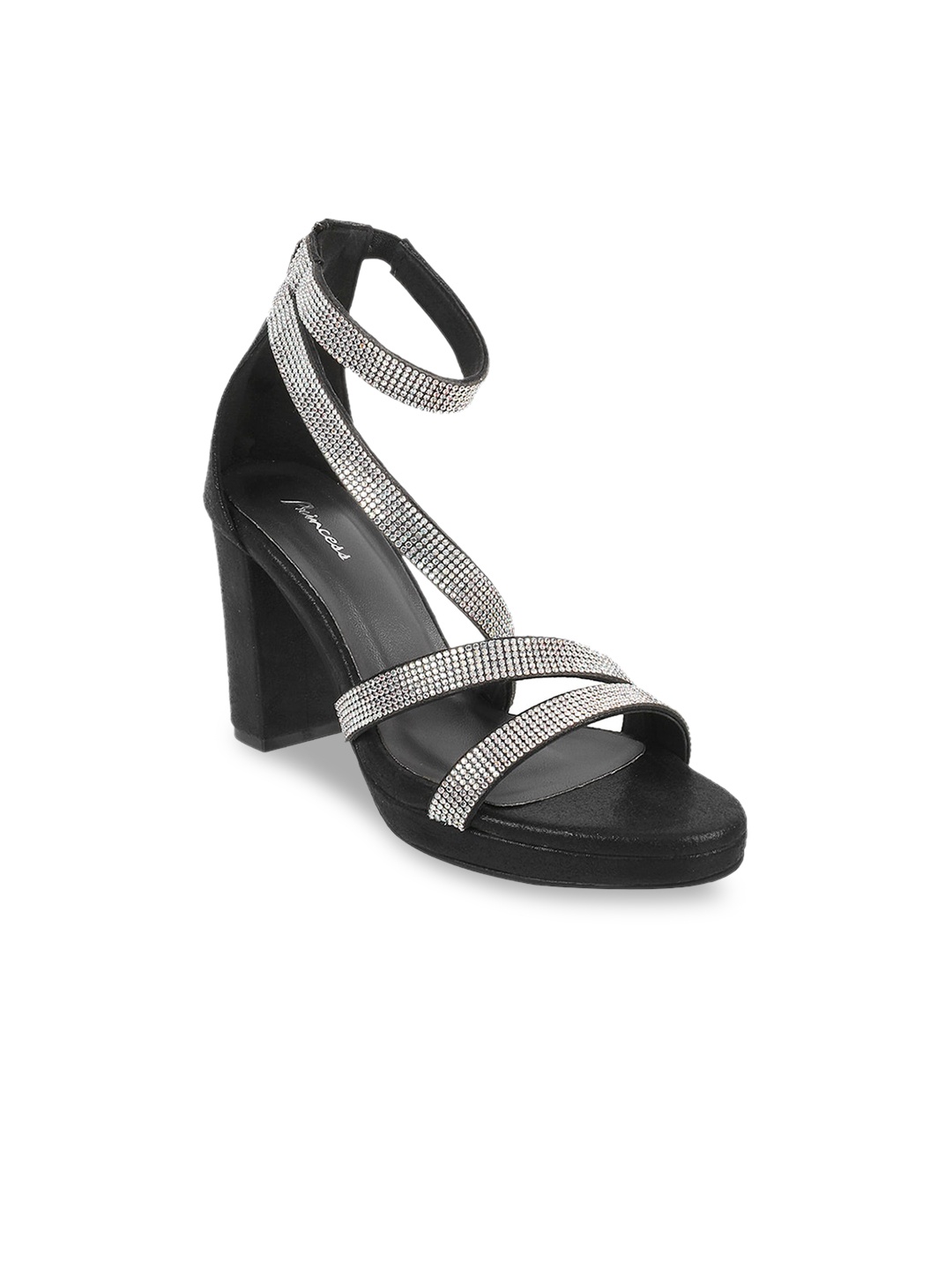 

Metro Black Embellished Block Sandals