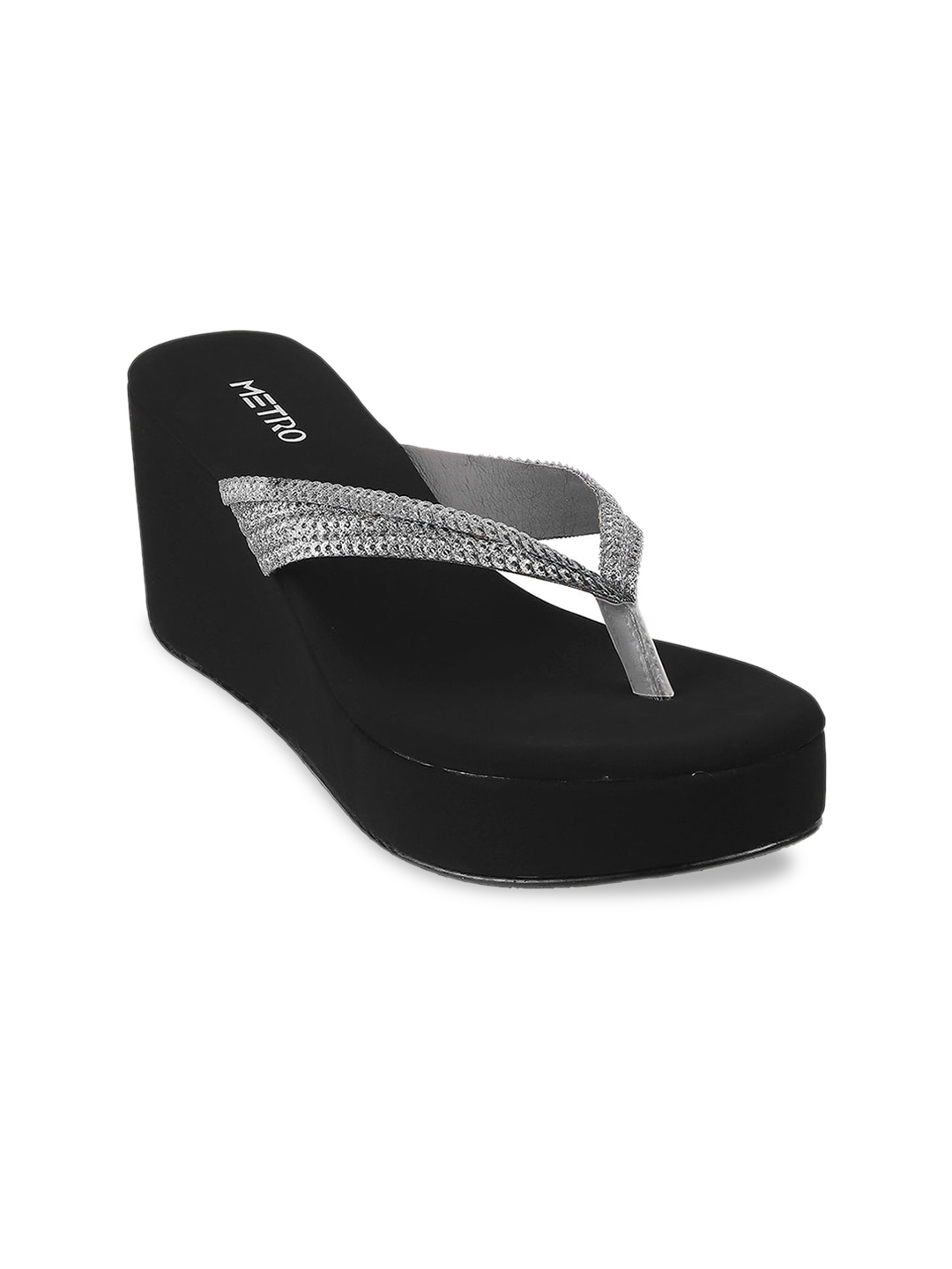 

Metro Silver Embellished Wedge Sandals