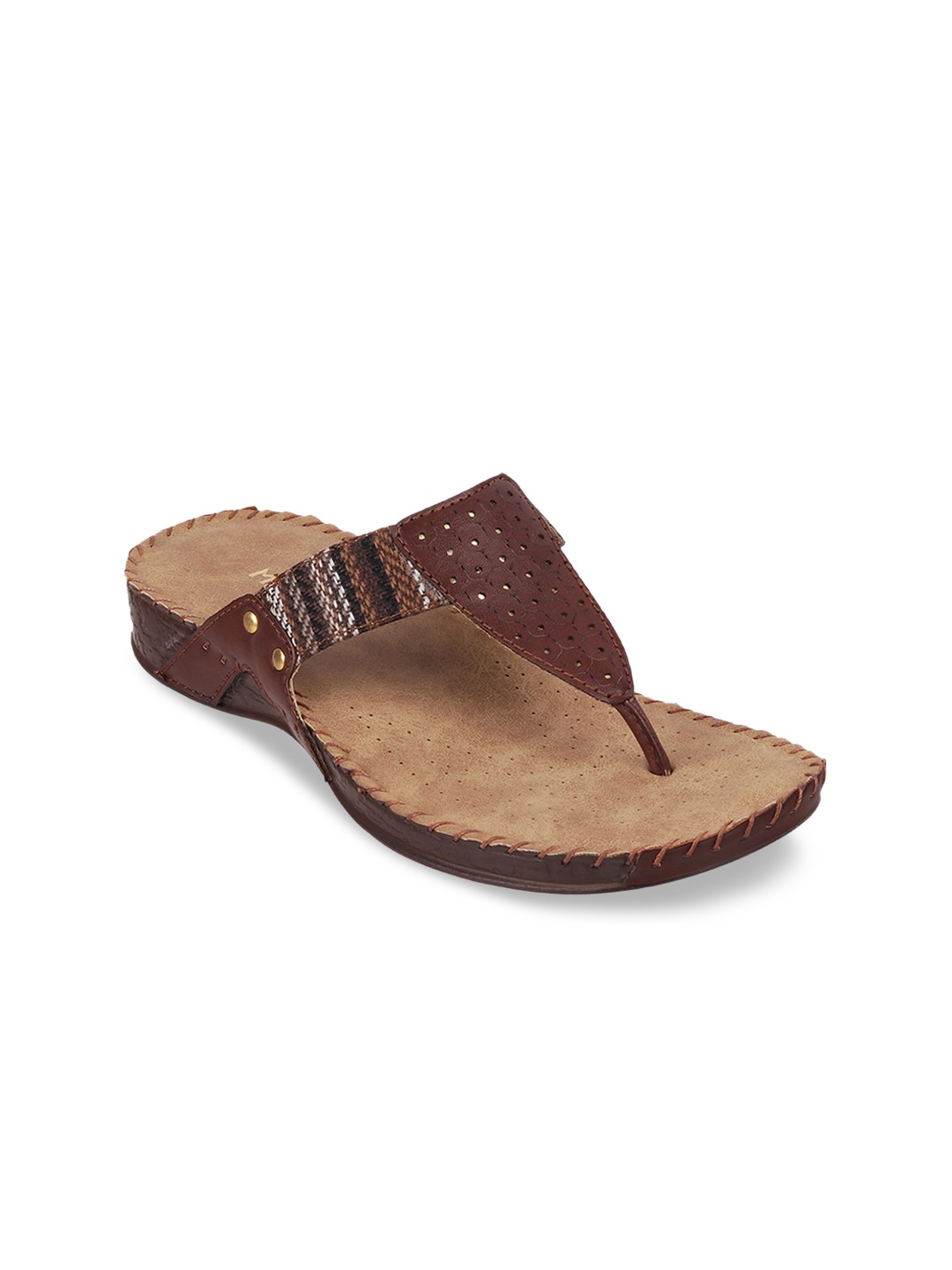 

Metro Women Brown & White Comfort Heels with Laser Cuts