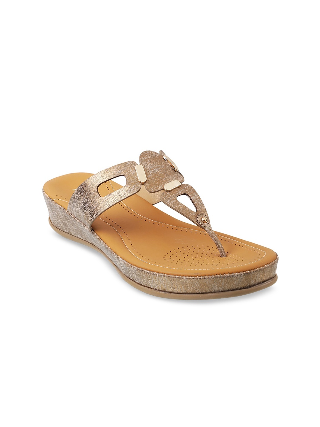 

Metro Women Bronze-Toned Textured Comfort Heels