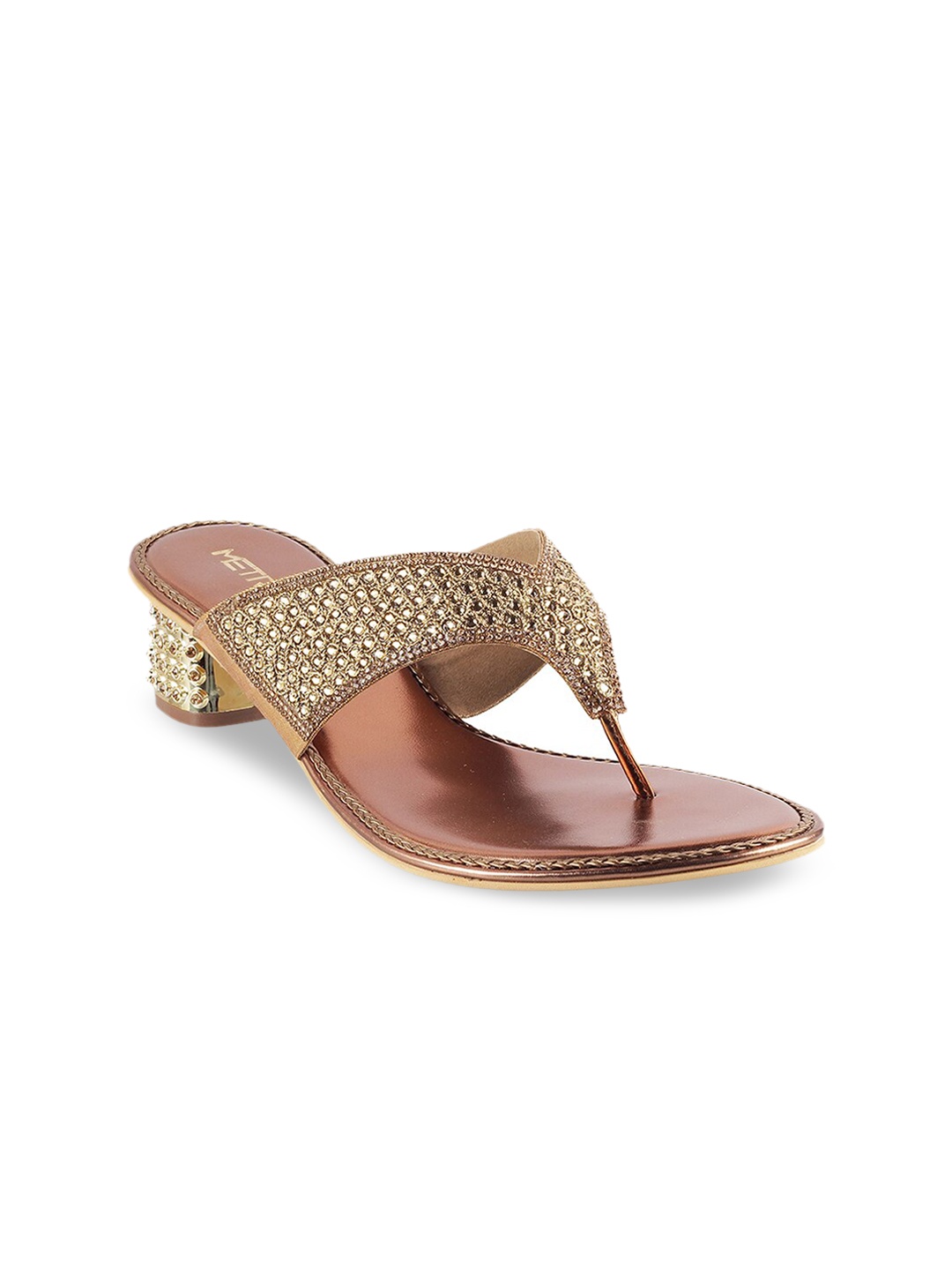 

Metro Gold-Toned Embellished Block Sandals