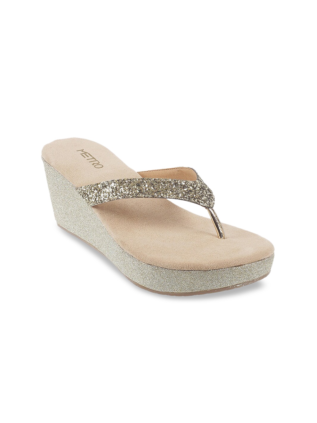 

Metro Gold-Toned Textured Wedge Sandals