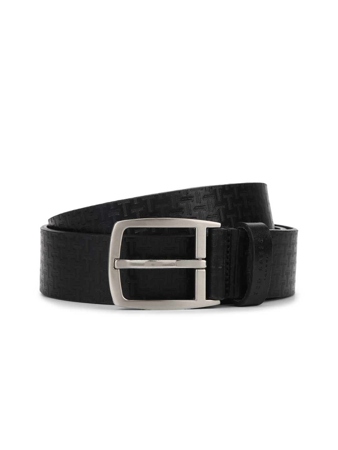 

Ted Baker Men Black Printed Logo Leather Belt